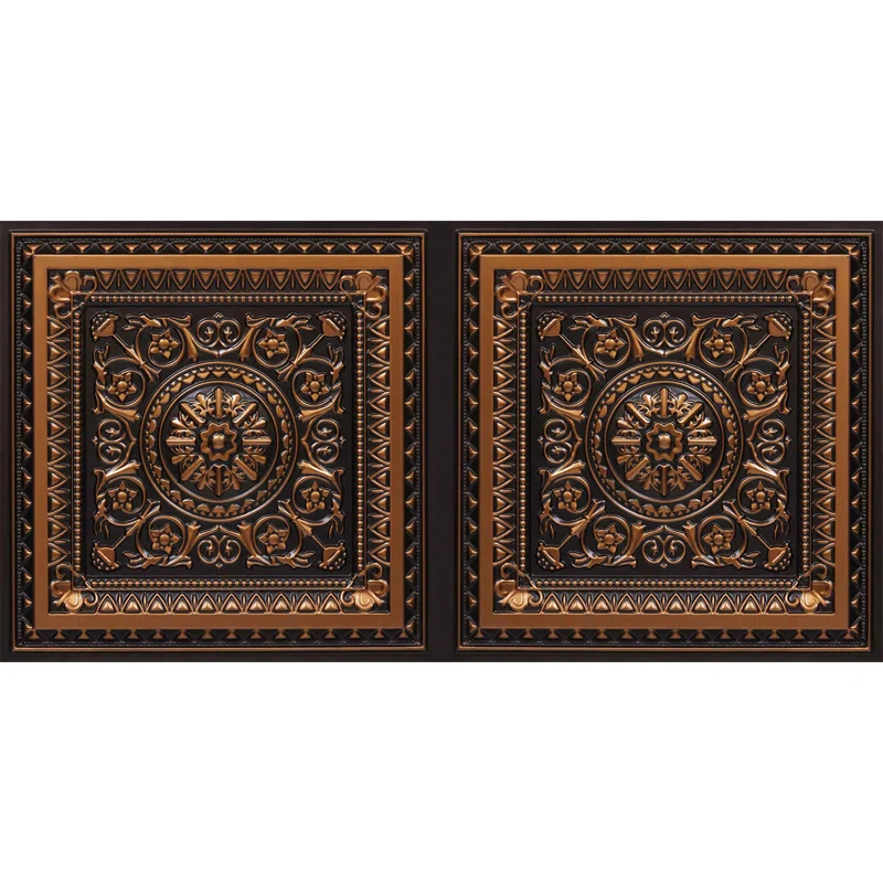 Marseille 24'' W Textured PVC Drop-In Ceiling Tile In Antique Gold