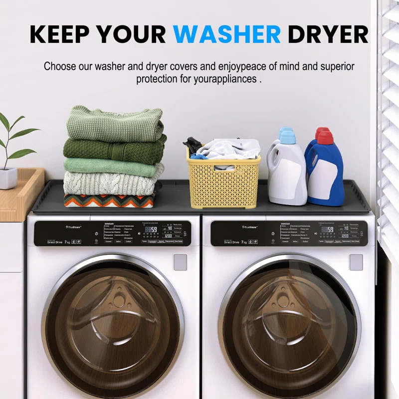 chuangyanUS Washer Dryer Countertop, 54"×26.8" Washer And Dryer Covers,Non-Slip Waterproof Washing Machine Cover Protector Top Load