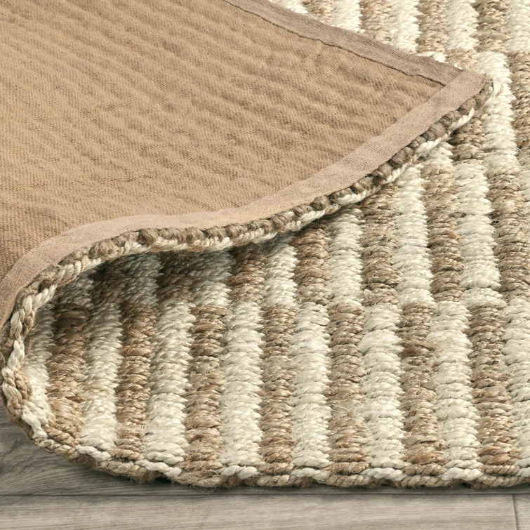 Handwoven Ivory and Natural Jute Rectangular 8' x 10' Area Rug