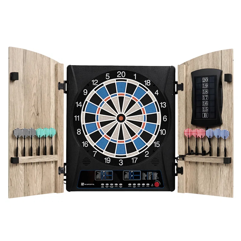 MD Sports MD Sports Elmhurst Electronic Dartboard Cabinet with Digital Scorekeeping and Soft Tip Dart Set