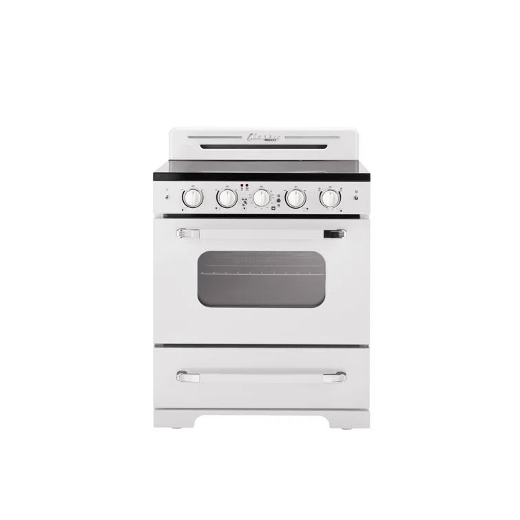 Unique Appliances Classic Retro 30" 5 Element 3.9 cu. ft. Freestanding Electric Glass Top Range with Convection Oven UGP-30CR EC W