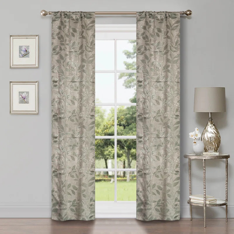 Superior Modern Bohemian Leaves Polyester Machine Washable Room Darkening Blackout Curtains by Superior (Set of 2)