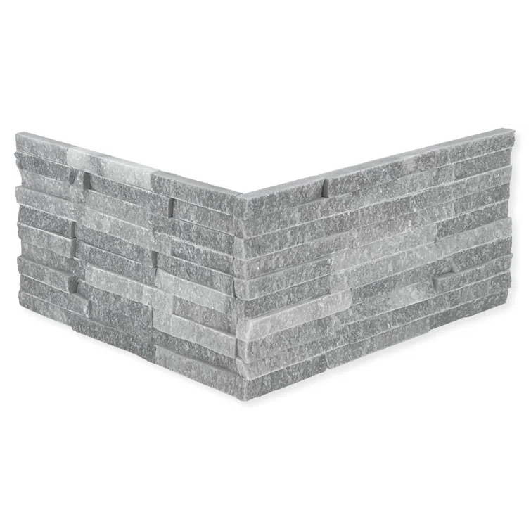 Cruz Bay Studio Slender Strip Corner 3in.x12in. Split Face Marble Wall Tile