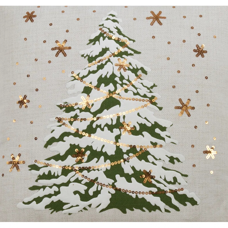 Christmas Tree Sequined Throw Pillow