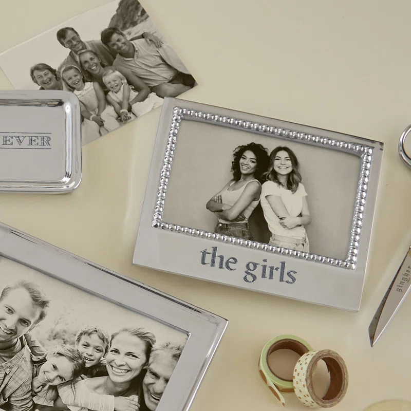 Mariposa Beaded Silver Metal Beaded Picture Frame