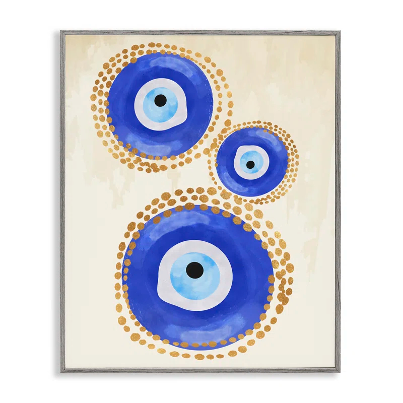 Stupell Industries " Round Blue Evil Eye Pattern Lustrous Dotted Detail " by Two Smart Blondes Painting Print