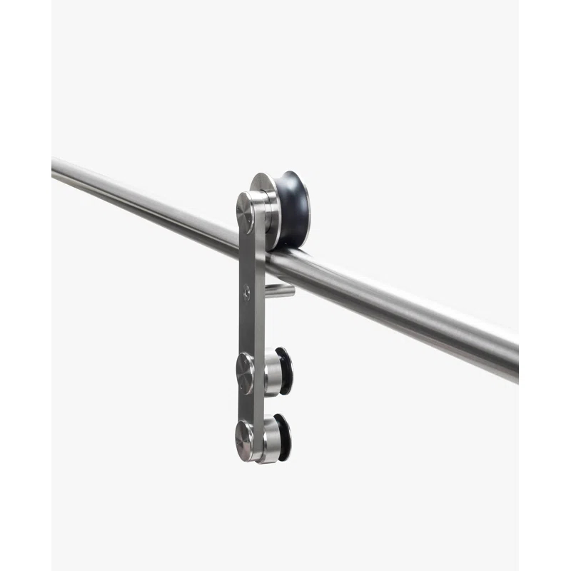 Rolling Barn Door Hardware Kit for Double Wood Doors with Routed Floor Guide