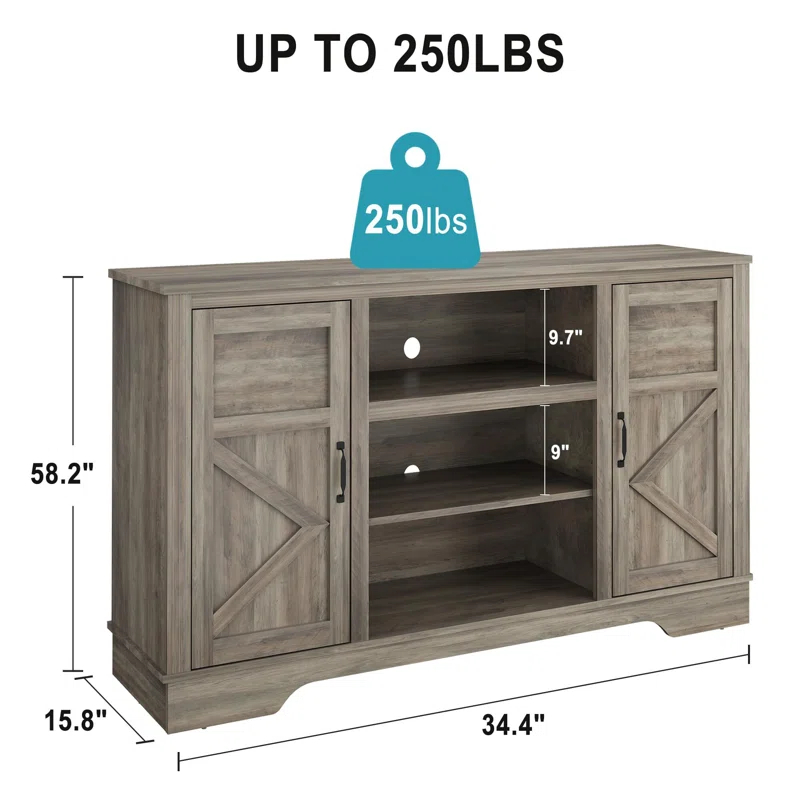 Wrought Studio™ Farmhouse TV Stand With LED Lights, Entertainment Center For 65/60/55 Inches Televisions