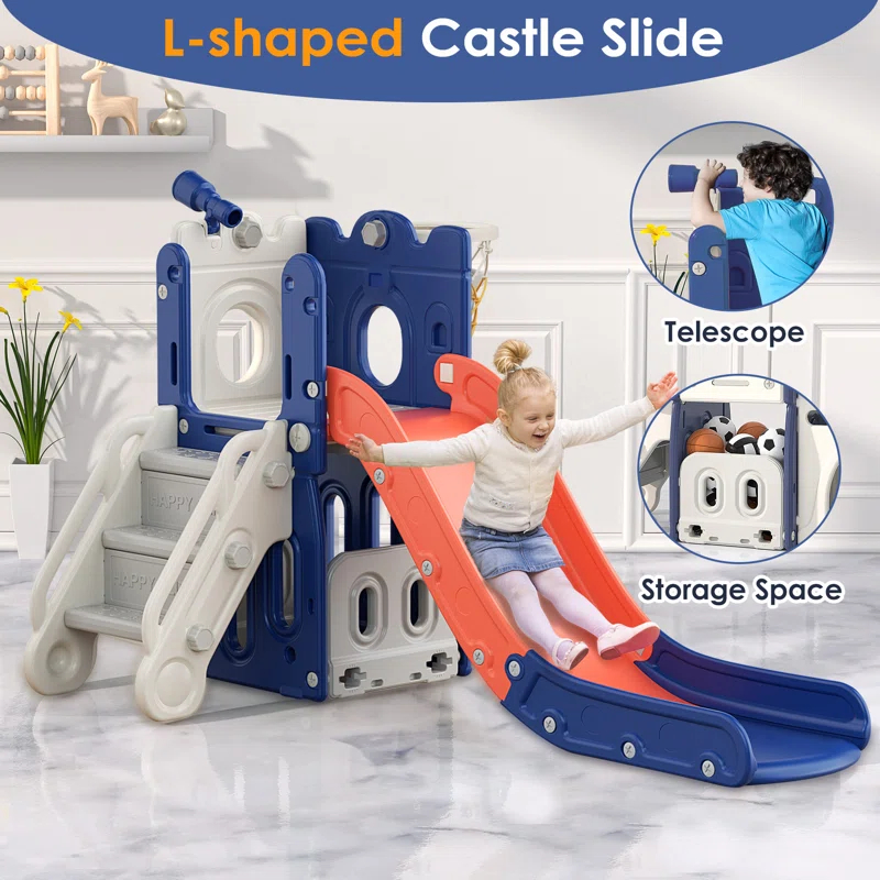 7 in 1 Kids Slide, Toddler slide with Climber Outdoor Indoor Slide Playset