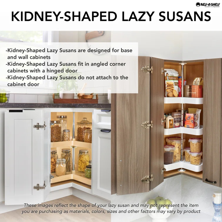 Rev-A-Shelf Rev-A-Shelf Solid Surface Kidney Lazy Susan for Corner Base Cabinet with Swivel Bearing