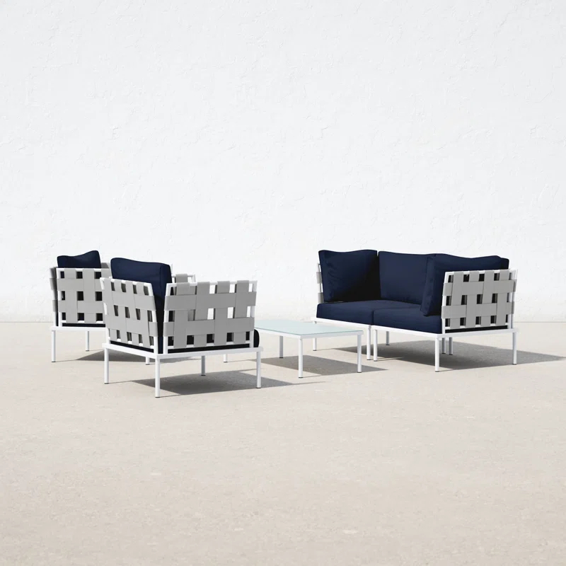 Modway Harmony 5 Piece Outdoor Patio Aluminum Sectional Sofa Set