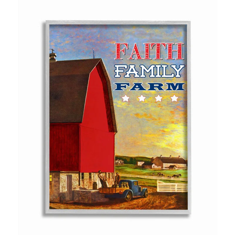Stupell Industries " Faith Family American Farm Rustic Word Design " by The Saturday Evening Post