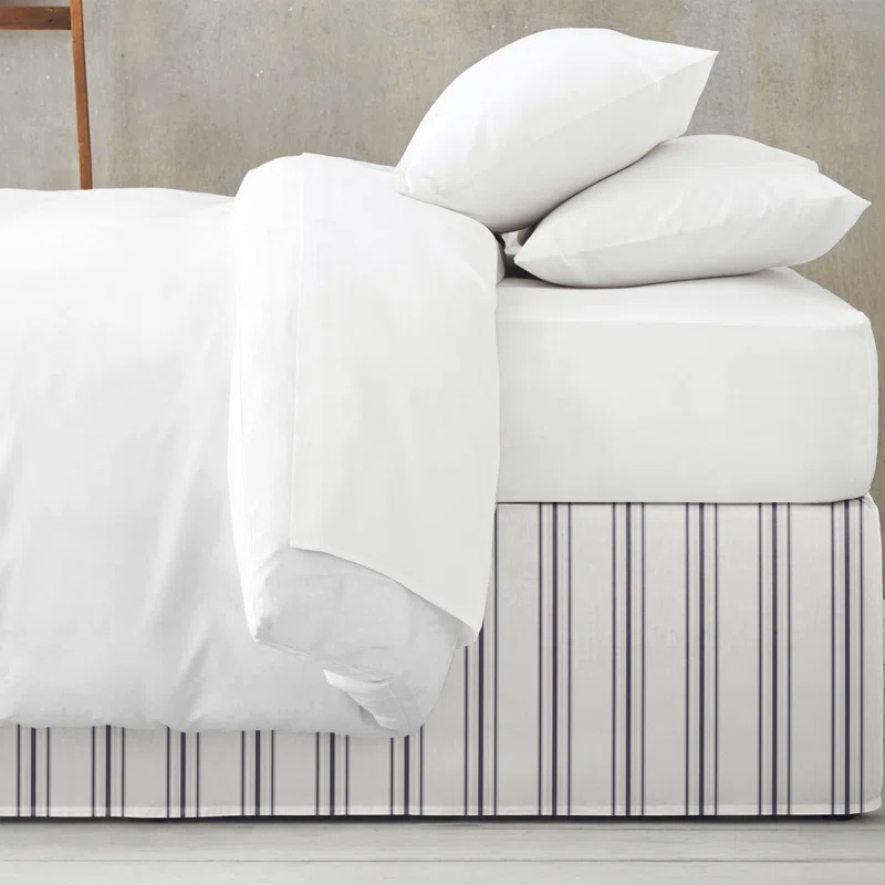 August Stripe Cotton Tailored Bed Skirt