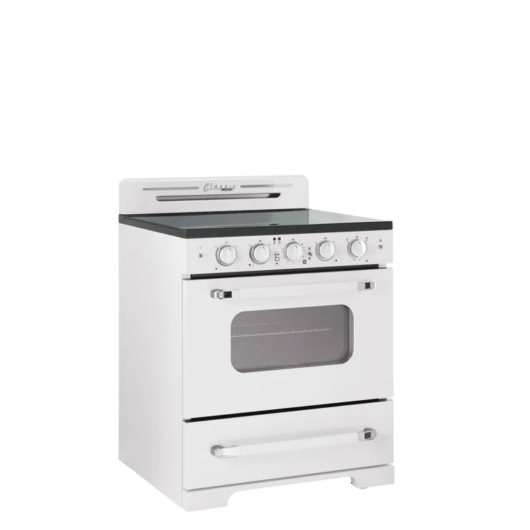 Unique Appliances Classic Retro 30" 5 Element 3.9 cu. ft. Freestanding Electric Glass Top Range with Convection Oven UGP-30CR EC W