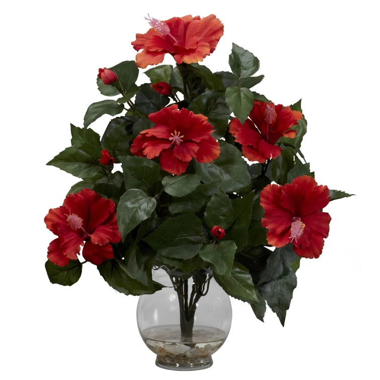 Charlton Home® Hibiscus Centerpiece in Vase & Reviews | Wayfair