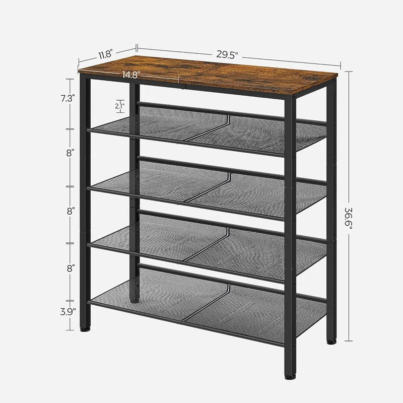 17 Stories Shoe Rack for Entryway, 5 Tier Shoe Storage Shelves, 16-20 Pairs Shoe Organizer, with Steel Frame