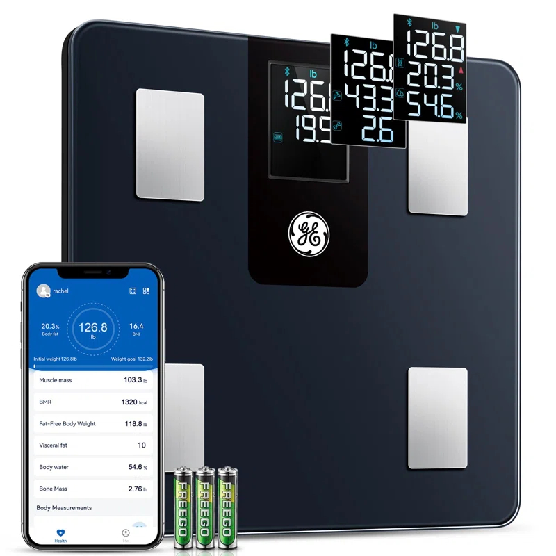 MODERN WALLS LLC Smart Scale For Body Weight And Fat Percentage With All-In-One LCD Display, Digital Bathroom Weight Scales Bluetooth Body Composition Analyzer, Accurate Weighing, 396 Lbs