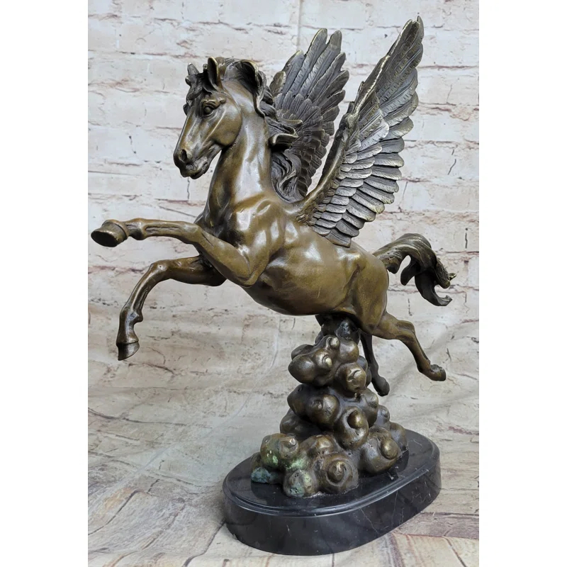 Trinx Kaile Flying Pegasus Winged Horse Greek Mythology Bronze Statue Sculpture Signed 15 Inches X 14 Inches