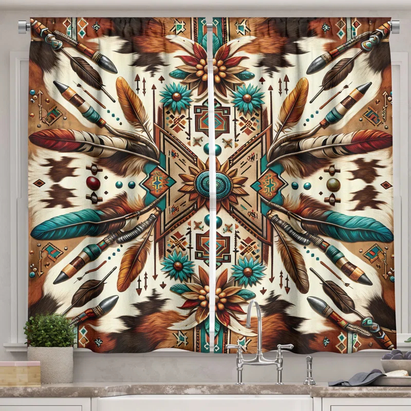 Ambesonne Rustic 55'' W Kitchen Curtain (Set of 2)