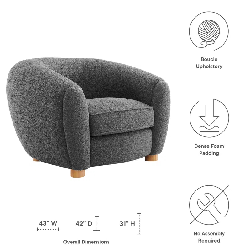 Modway Modway Abundant Boucle Upholstered Fabric Armchair