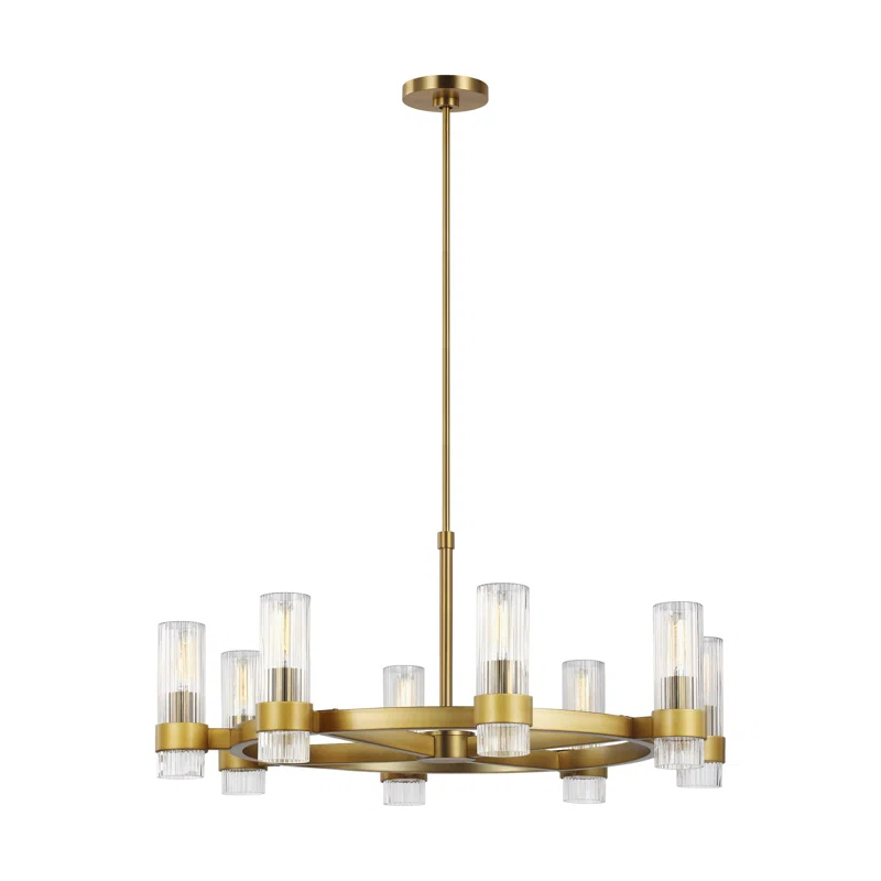 Everly Quinn 8 - Light Dimmable Wagon Wheel Chandelier