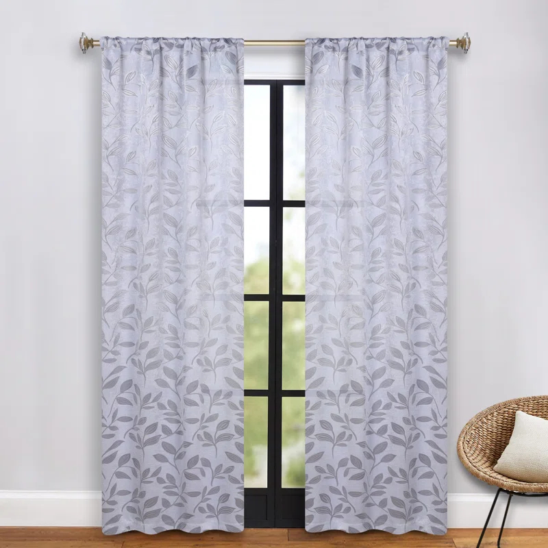 Superior Modern Bohemian Leaves Polyester Machine Washable Room Darkening Blackout Curtains by Superior (Set of 2)