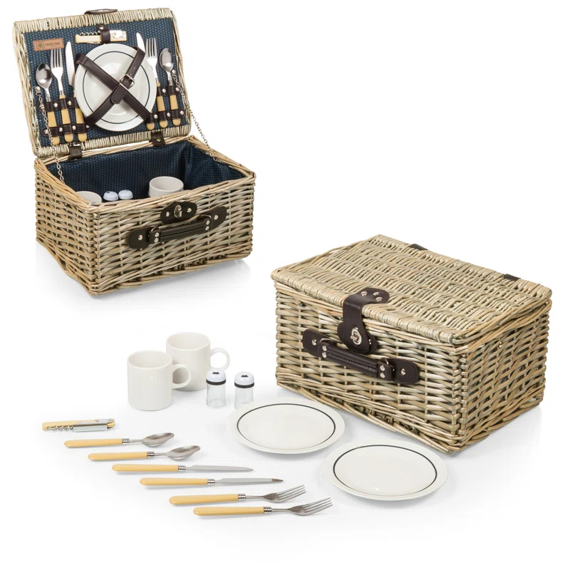 Picnic Time Catalina Wicker Picnic Basket with Picnic