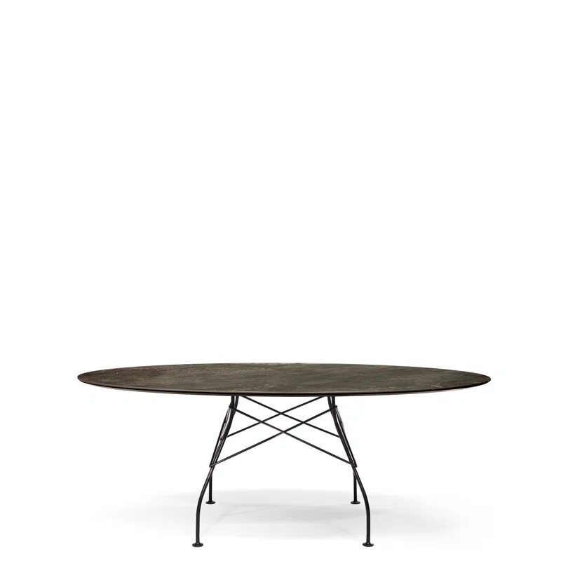 Kartell Glossy Oval Metal Base Dining Table