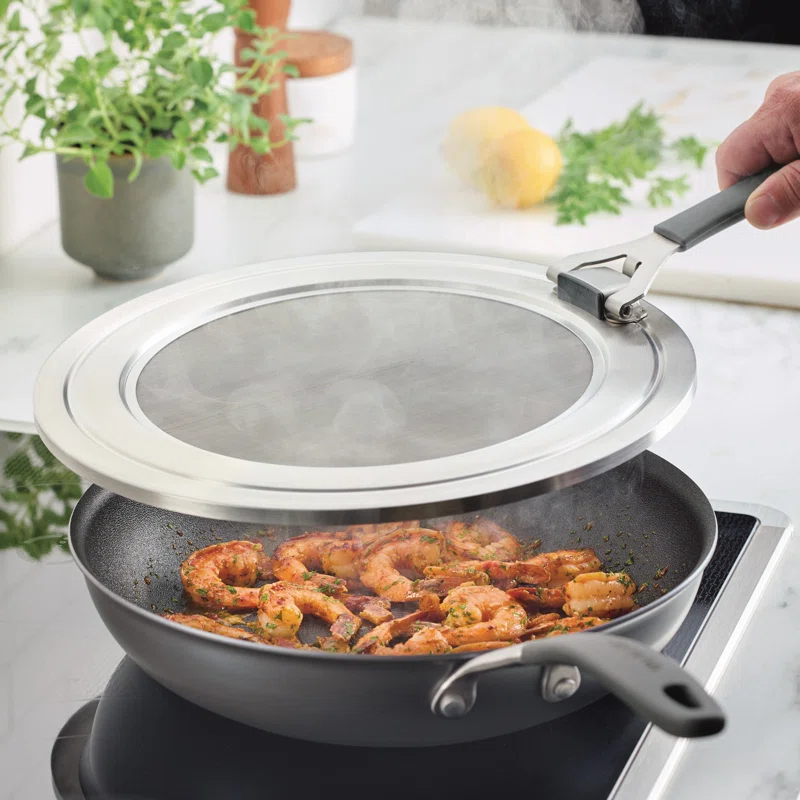 Circulon Circulon Universal Splatter Guard Mesh Grease Cover For Pots And Pans Protects Stove, Countertop, And Kitchen From Oil When Frying, 13 Inch, Stainless Steel