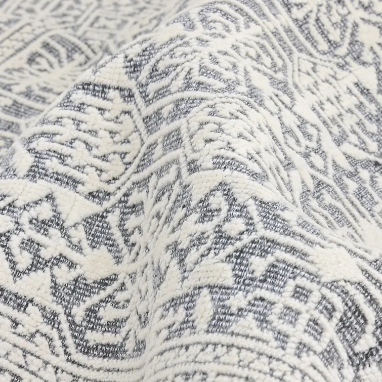 Elegant Hand-Knotted Wool-Viscose Blend Gray Area Rug, 9' x 12'