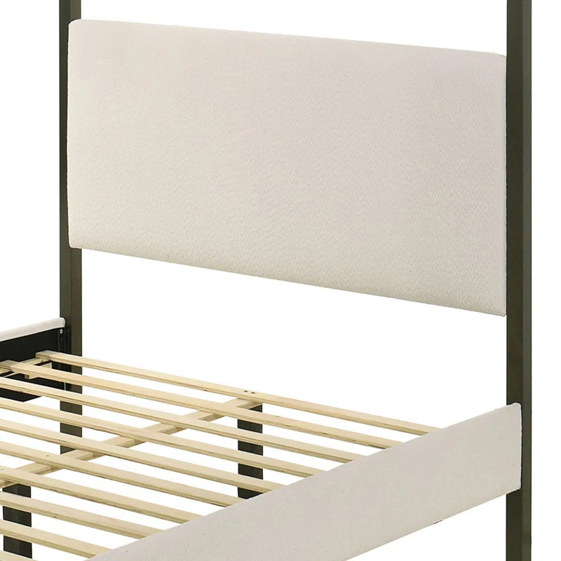Joss & Main Sybill Vanilla Upholstered Canopy Bed