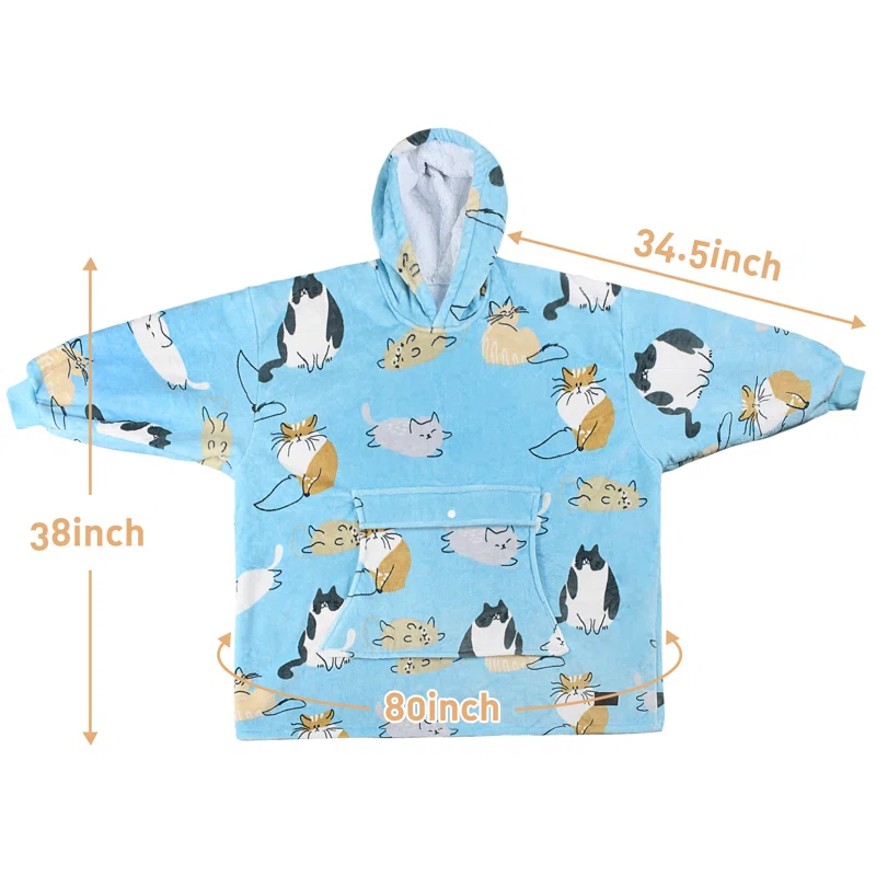 Catalonia Catalonia Oversized Hoodie Blanket Sweatshirt, Wearable Fleece Giant Pullover for Men Women