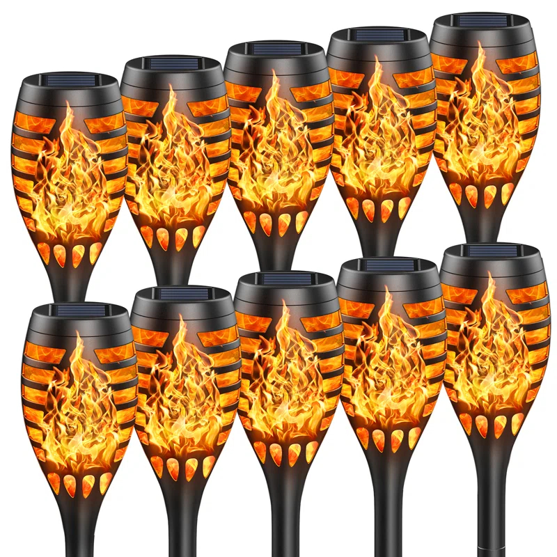 KOOPER Halloween Solar Outdoor Lights with Flickering Flame Light Pack (Set of 10)