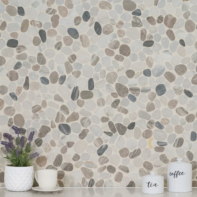 Ackland 12" x 12" Natural Stone Pebbles/Rocks Mosaic Floor & Wall Tile