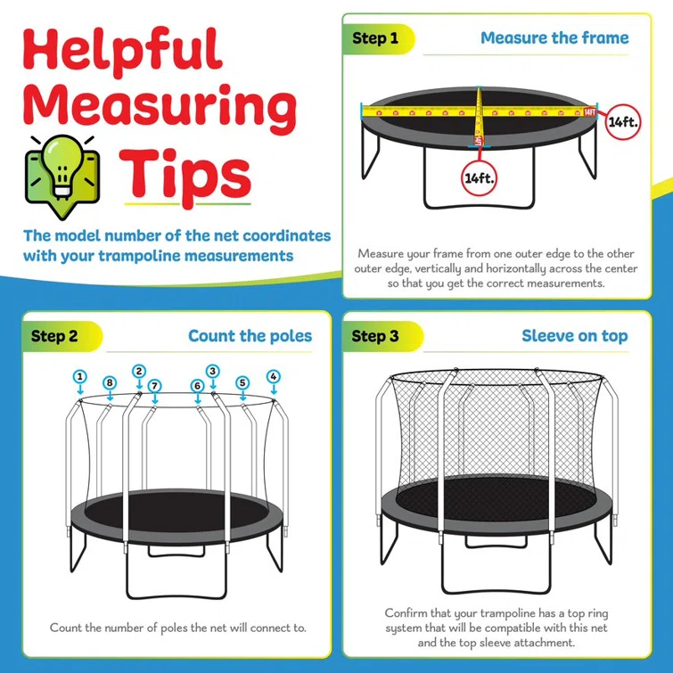 Upper Bounce Machrus Upper Bounce Trampoline Safety Net For 14 ft Round trampolines using 4 Curved Poles
