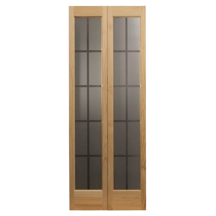LTL Home Products 80.5'' Solid Wood Glass Painted Bi-Fold Door