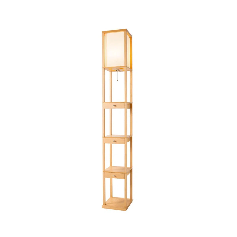 Latitude Run® 72" Column Floor Lamp With Shelves and 3 Drawers
