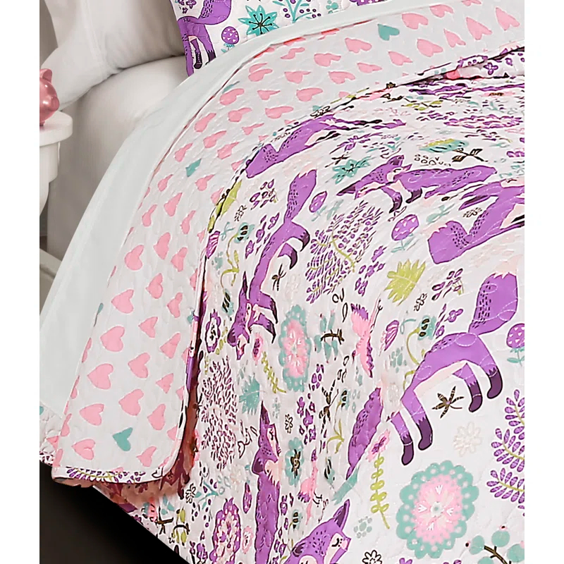 Lush Decor Microfiber Reversible Traditional 4 Piece Quilt Set