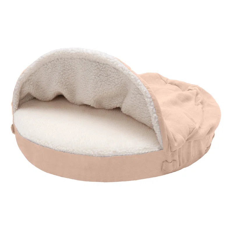 FurHaven Faux Sheepskin Round Hooded Orthopedic Dog Bed