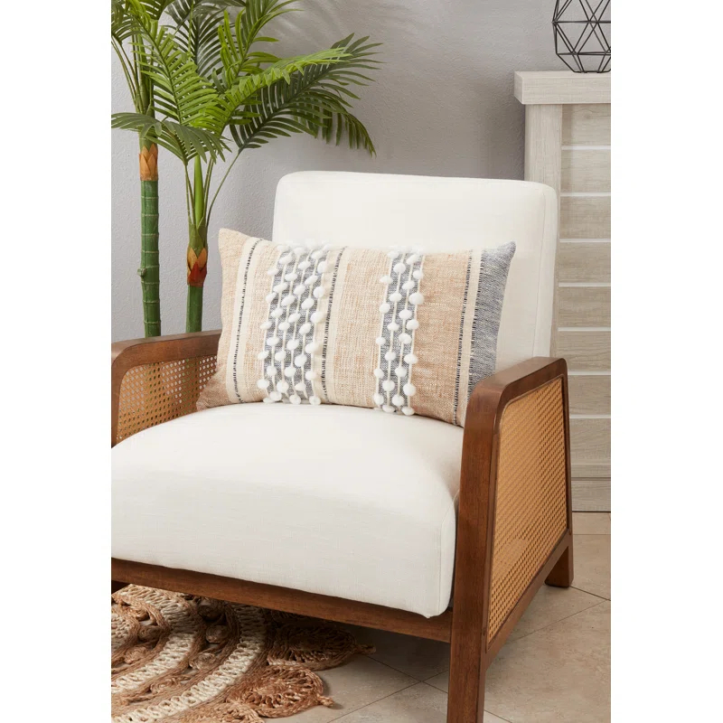 Saro Yari Collection Striped Cotton Throw Pillow