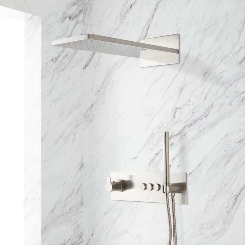 Hollyn Simple Select Thermostatic Shower System with Dual-Function Shower Head and Hand Shower