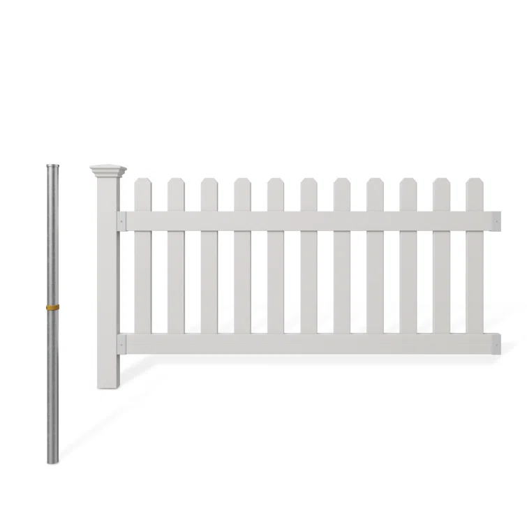 WamBam No-Dig Fence 3ft H x 6ft W (1 Panel + 1 Post) No Dig WamBam Newport Fence Kit, White Vinyl Picket Fence, Easy Install Outdoor Fence for Backyard or Patio, DIY Decorative Fencing, ZP19002