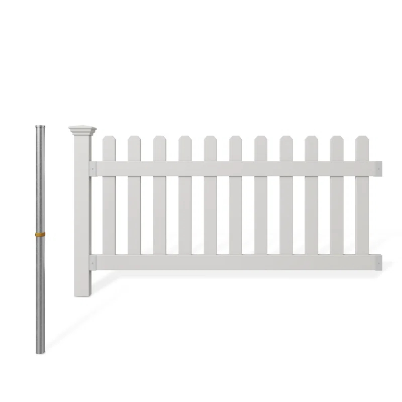 WamBam No-Dig Fence 3ft H x 6ft W (1 Panel + 1 Post) No Dig WamBam Newport Fence Kit, White Vinyl Picket Fence, Easy Install Outdoor Fence for Backyard or Patio, DIY Decorative Fencing, ZP19002