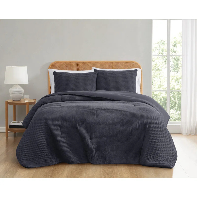 Truly Soft Textured Waffle Weave Comforter Set