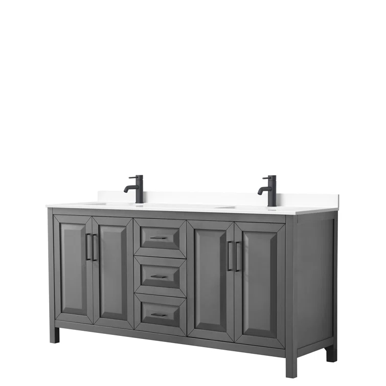 Wyndham Collection Daria 72'' Double Bathroom Vanity with Carrara Marble Top