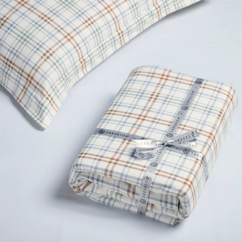 Superior Plaid Flannel Cotton Classic Modern Farmhouse Duvet Cover Set