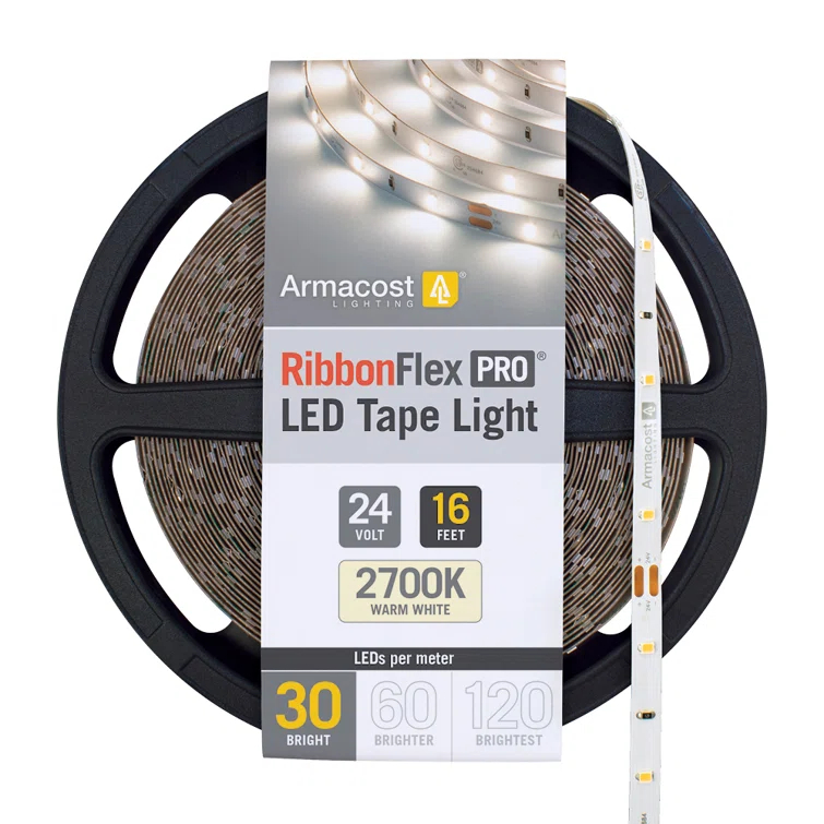 Armacost Lighting RibbonFlex Pro, 24V, 2700K, 30LEDs/M, IP20, 5M Under Cabinet Strip Light 134230