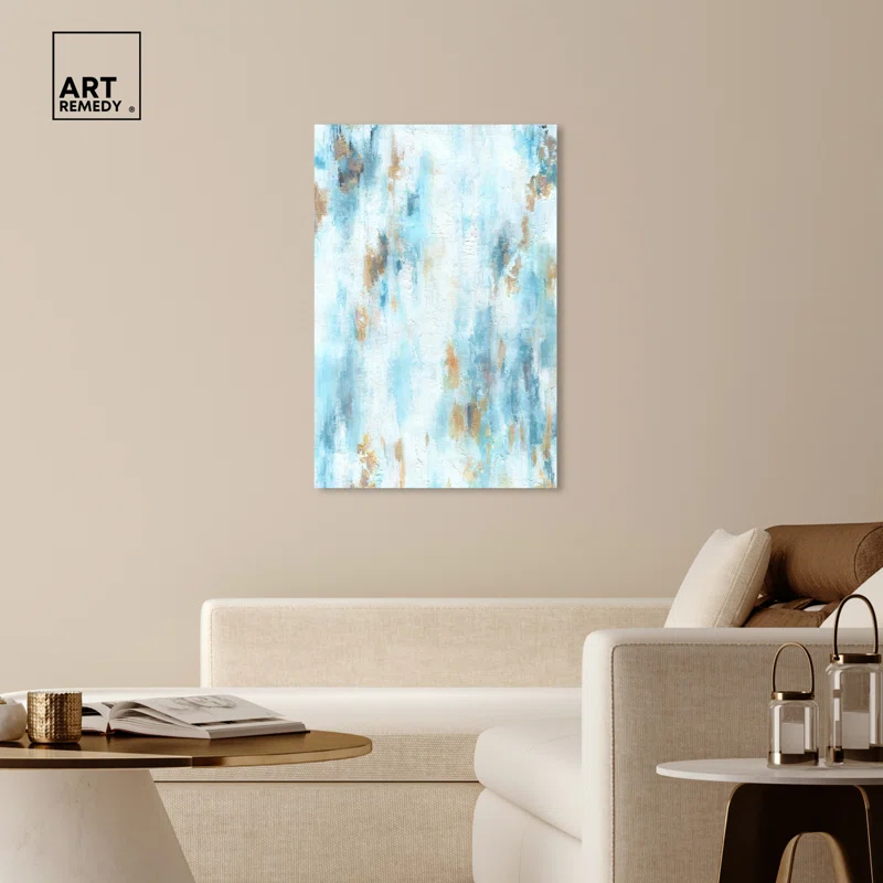 Art Remedy Art Remedy Textured Shades Framed Blue Abstract 1 Piece Canvas Wall Art 57567