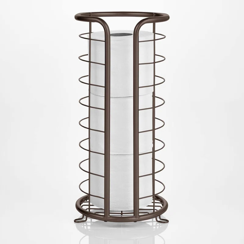 mDesign 5UYG90 mDesign Metal Toilet Paper Holder Stand, Freestanding 3 Roll Reserve