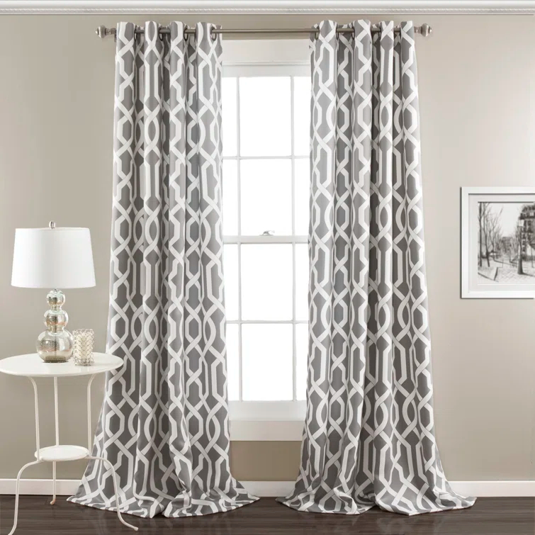 Lush Decor Edward Trellis Polyester Room Darkening Curtain Pair (Set of 2)